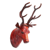Brown Wall Hanging Leather Reindeer (7.5"x6.5"x11.3")