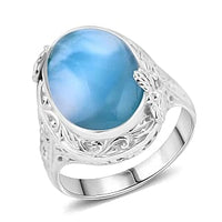 Larimar 14.23 ctw Ring in Sterling Silver (Size 6.5)