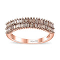 Natural Champagne Diamond Band Ring in Vermeil Rose Gold Over Sterling Silver (Size 10.0) 0.35 ctw - Sticky add to cart bar