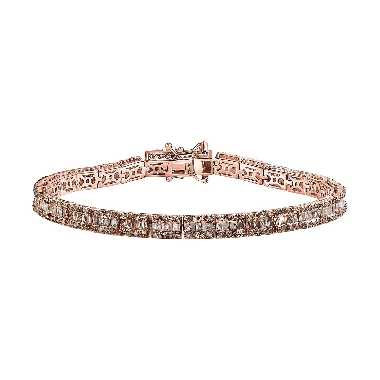 D'Joy Natural Champagne Diamond Bracelet in Vermeil Rose Gold Over Sterling Silver (7.25 In) 2.90 ctw