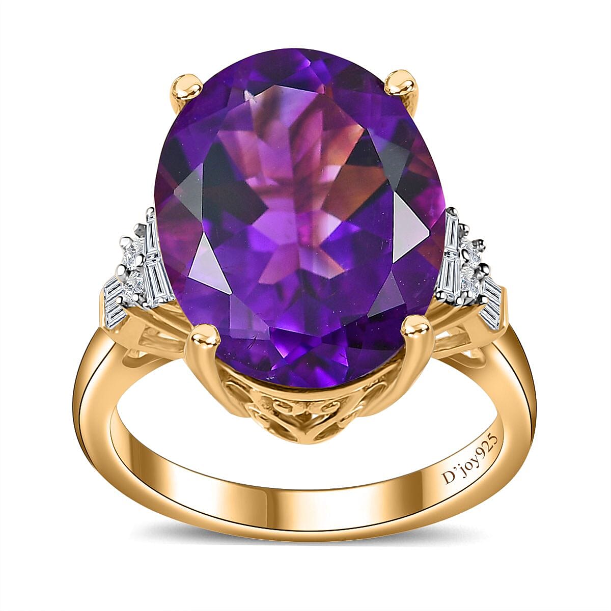 Premium Moroccan Amethyst and Moissanite Ring in Vermeil Yellow Gold Over Sterling Silver (Size 10.0) 8.85 ctw
