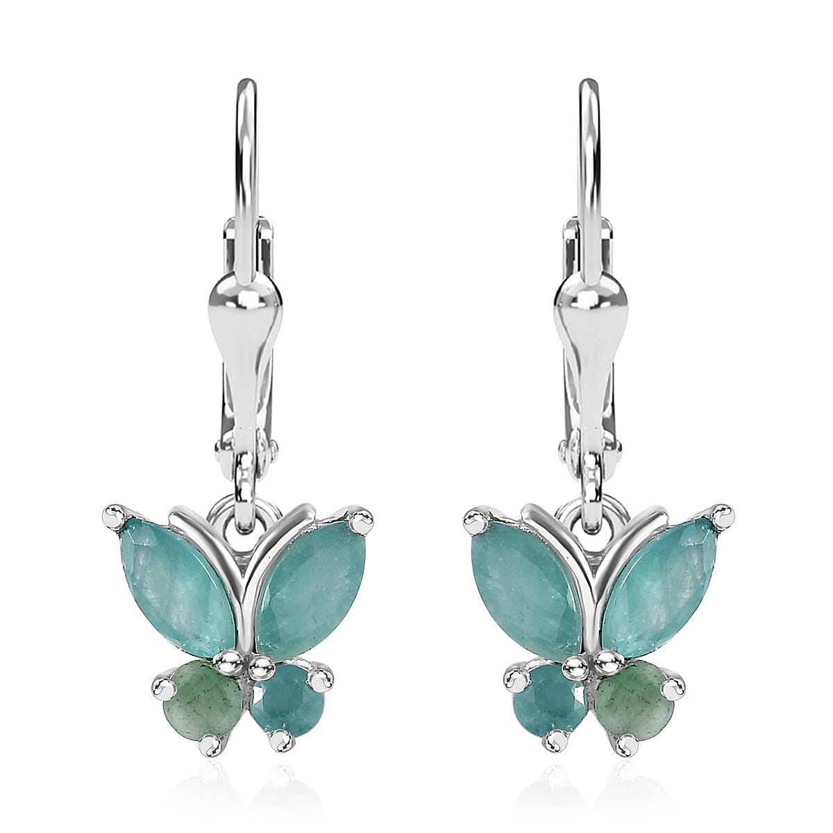 Grandidierite Butterfly Lever Back Earrings in Platinum Over Sterling Silver 1.25 ctw