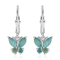 Grandidierite Butterfly Lever Back Earrings in Platinum Over Sterling Silver 1.25 ctw