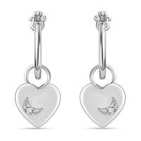 Diamond Accent Heart Earrings in Platinum Over Sterling Silver 0.05 ctw