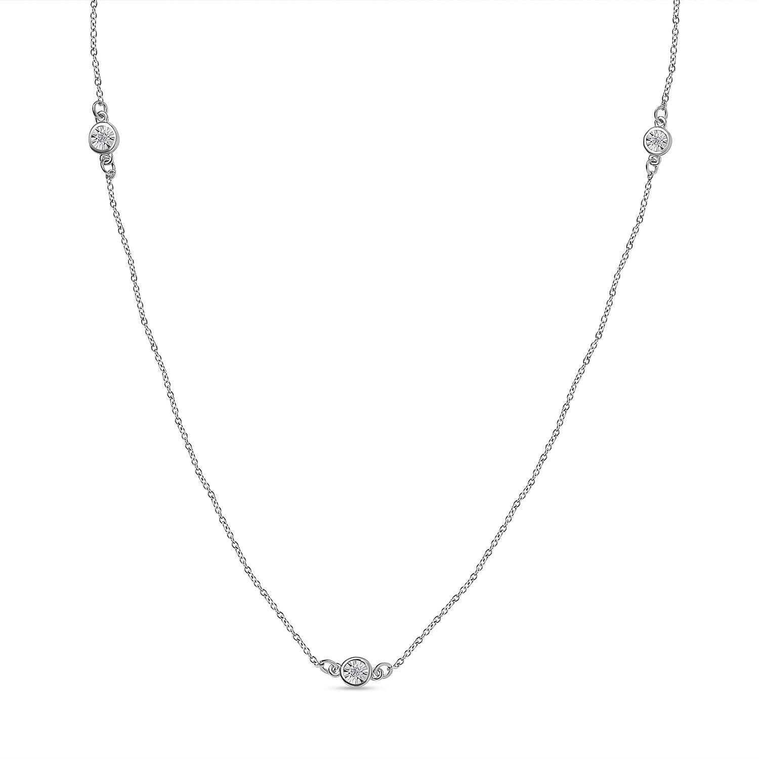 Diamond Accent Necklace (18 Inches) in Platinum Over Sterling Silver