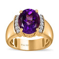 Premium Moroccan Amethyst, Moissanite Ring in Vermeil YG Over Sterling Silver (Size 10.0) 3.65 ctw - Sticky add to cart bar