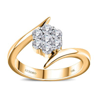 Luxoro 10K Yellow Gold Diamond (G-H, I3) Bypass Floral Ring (Size 6.0) 0.50 ctw