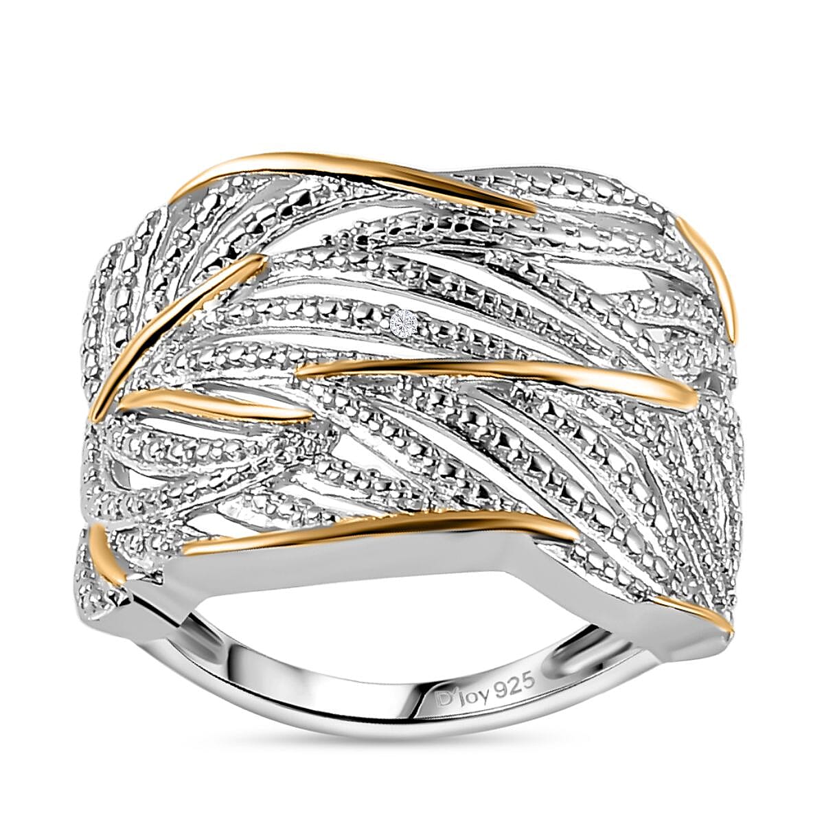 Diamond Accent Ring in Vermeil YG and Platinum Over Sterling Silver (Size 6)