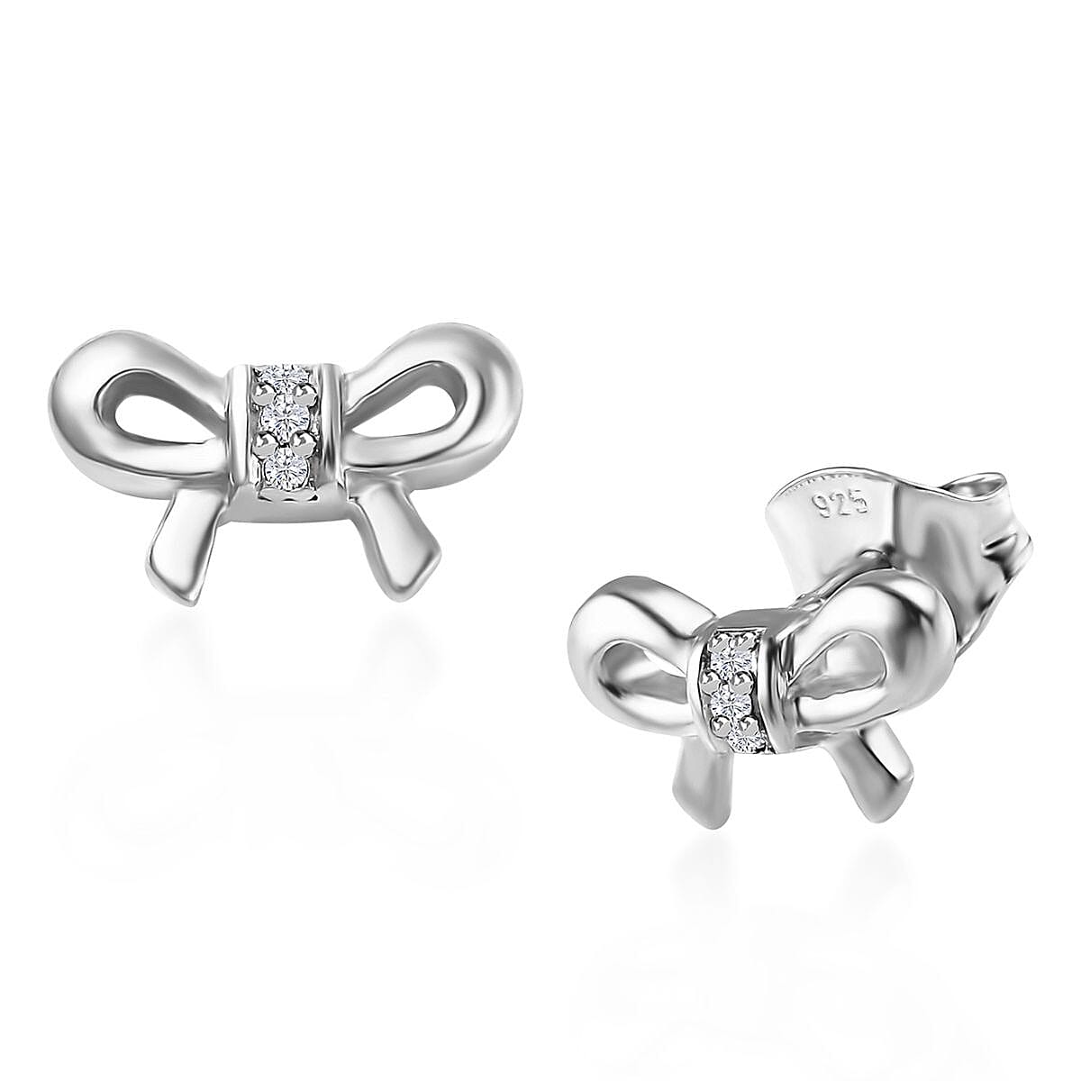Diamond Accent Bow Knot Stud Earrings in Vermeil YG Over Sterling Silver