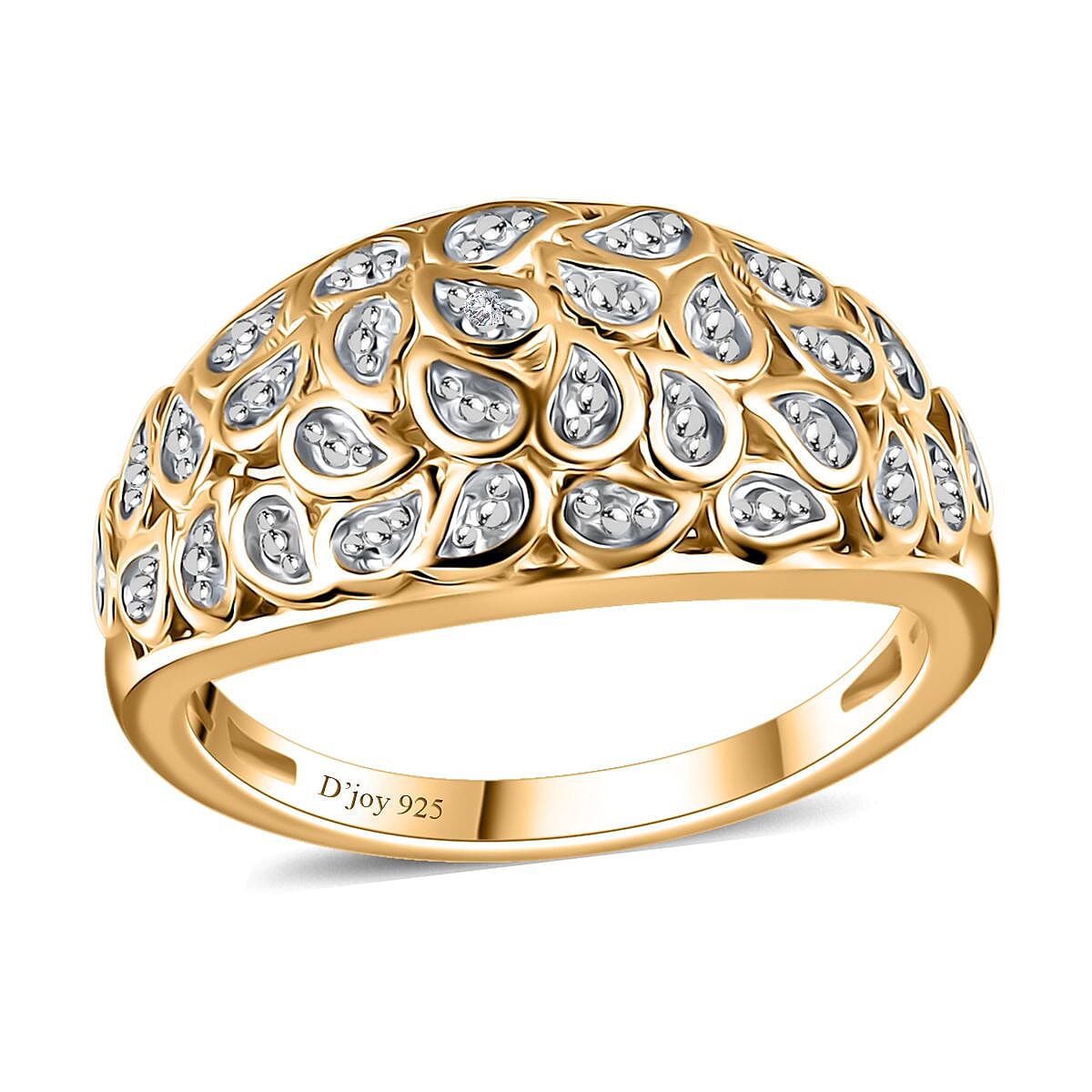 White Diamond Accent Petal Pave Ring in Sterling Silver