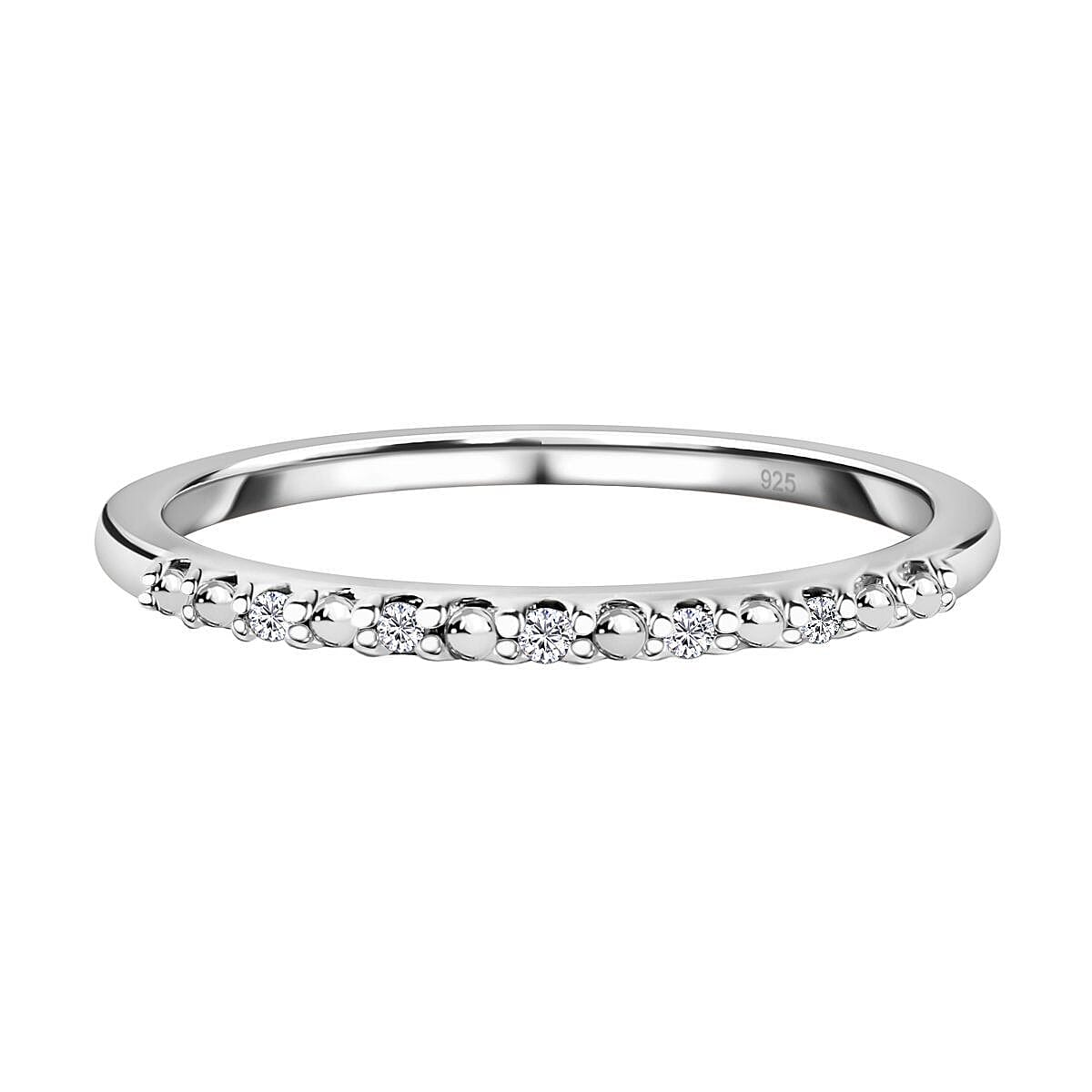 Diamond Accent Ring in Platinum Over Sterling Silver (Size 8.0) 0.05 ctw
