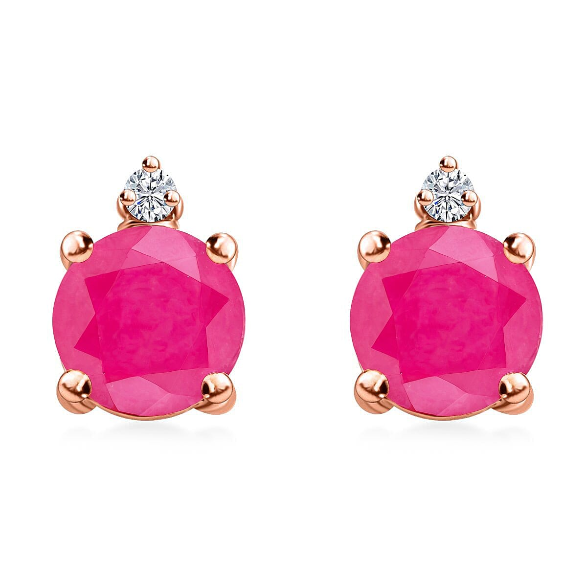 Certified & Appraised Luxoro 10K Rose Gold AAA Montepuez Ruby and I2 Diamond Earrings 2.00 ctw
