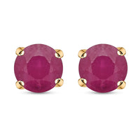 Certified & Appraised Luxoro 10K Yellow Gold AAA Montepuez Ruby Solitaire Stud Earrings 1.50 ctw