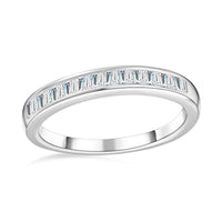 Diamond Half Eternity Band Ring in Platinum Over Sterling Silver (Size 6) 0.25 ctw