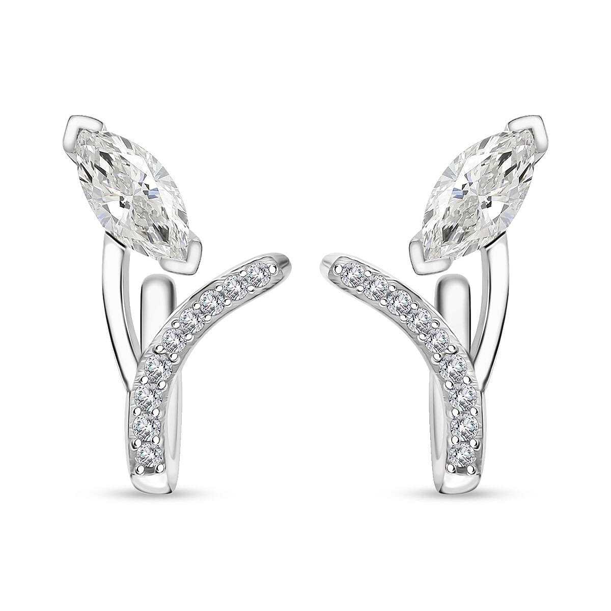 Moissanite Earrings in Platinum Over Sterling Silver 1.25 ctw