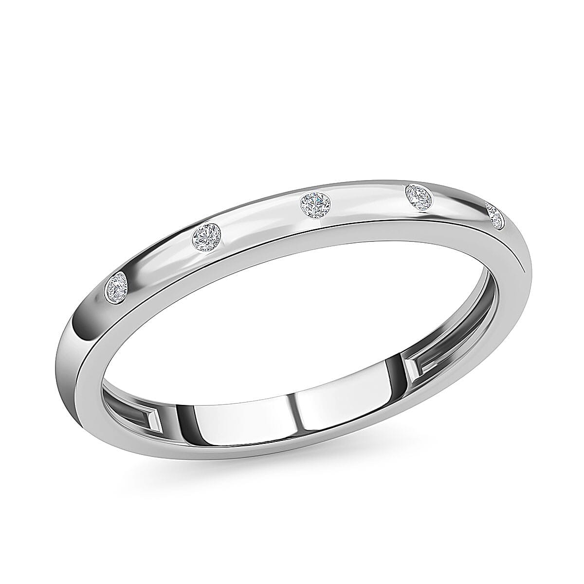 Diamond Accent Ring in Platinum Over Sterling Silver (Size 6) 0.05 ctw