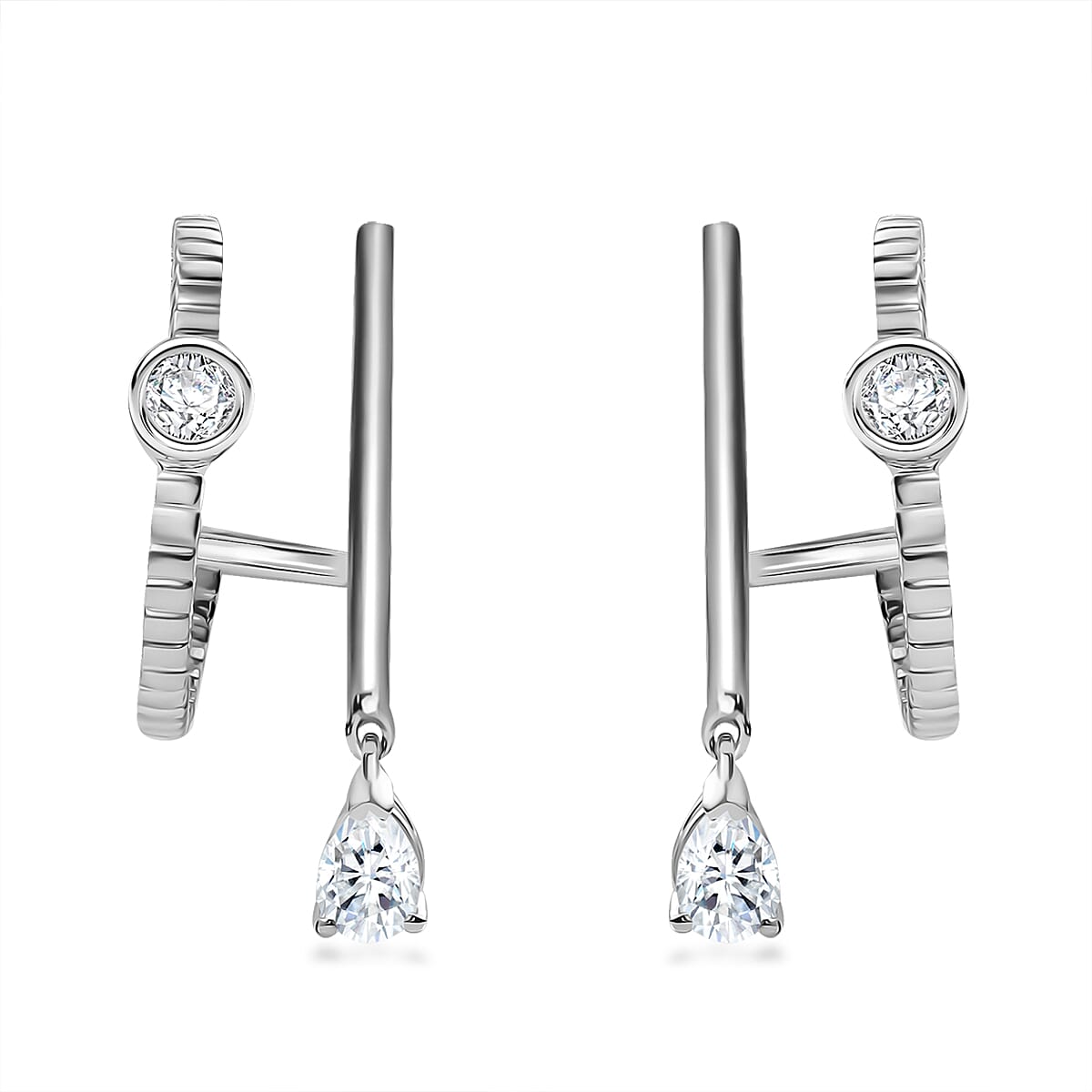 Moissanite Earrings in Platinum Over Sterling Silver 2.50 ctw