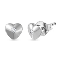 Diamond Accent Heart Stud Earrings in Platinum Over Sterling Silver