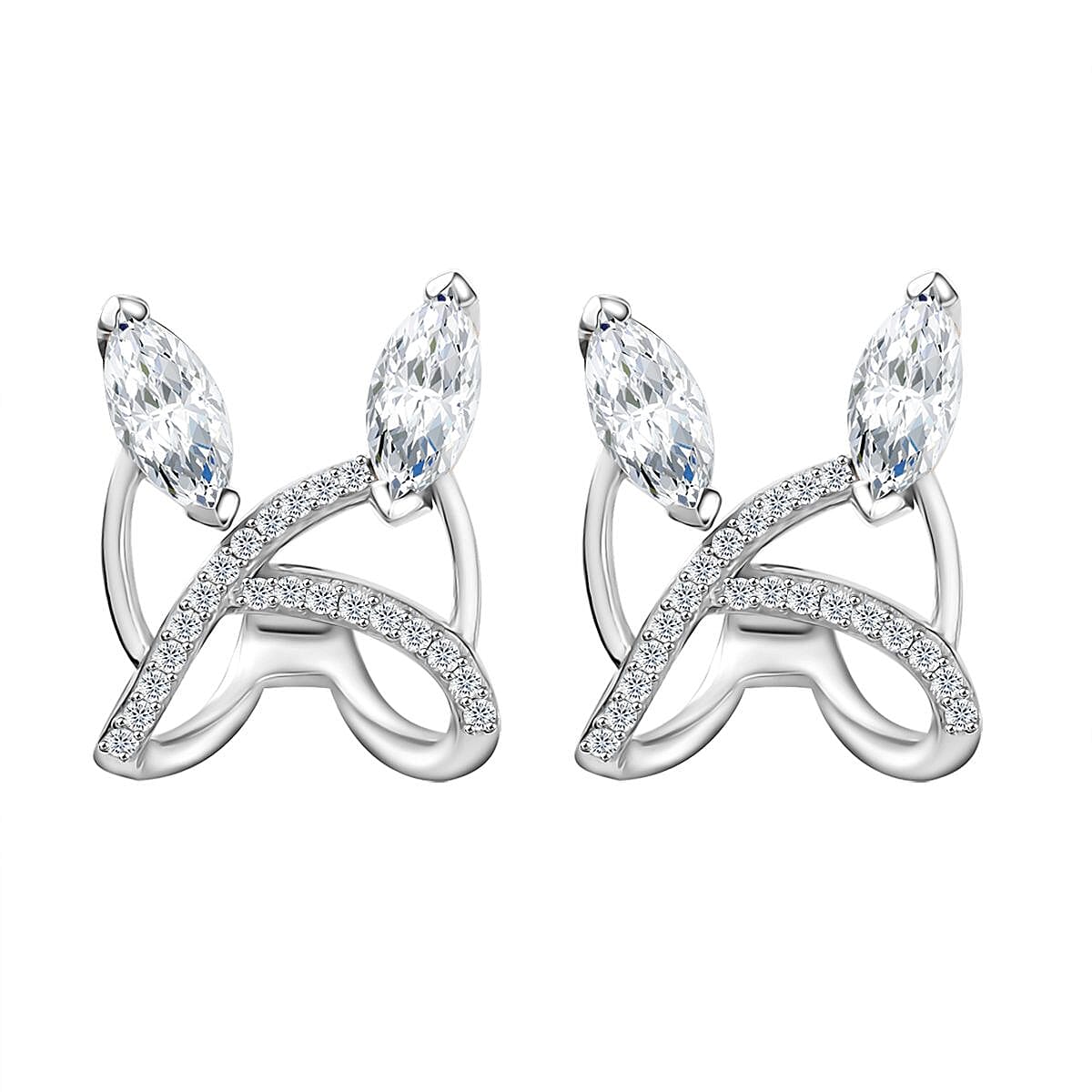 Moissanite 2.55 ctw Earrings in Platinum Over Sterling Silve