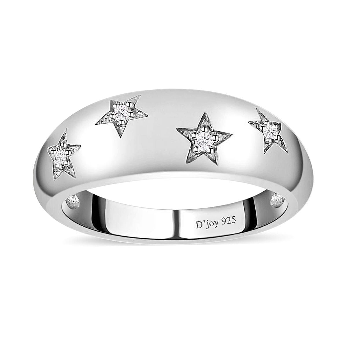 Diamond Ring in Platinum Over Sterling Silver 0.05 ctw