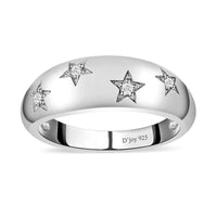 Diamond Ring in Platinum Over Sterling Silver 0.05 ctw