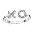 White Diamond Accent XO Ring in Platinum Over Sterling Silver (Size 6.0) - Sticky add to cart bar