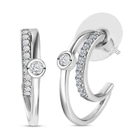 Moissanite Multi Row Earrings in Platinum Over Sterling Silver 0.65 ctw
