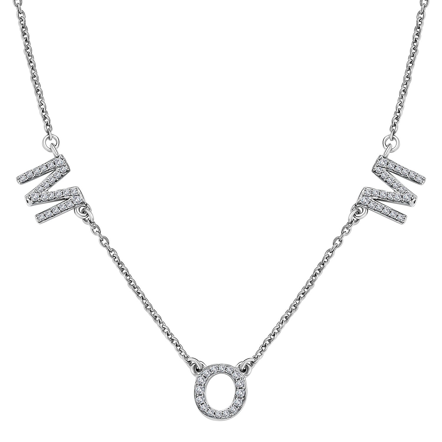 Moissanite MOM Necklace (18 Inches) in Platinum Over Sterling Silver 0.55 ctw