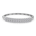 Moissanite Double Row Bangle Bracelet in Platinum Over Sterling Silver (7.25 In) 11.60 ctw - Sticky add to cart bar