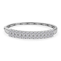Moissanite Double Row Bangle Bracelet in Platinum Over Sterling Silver (7.25 In) 11.60 ctw