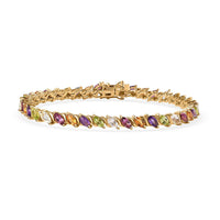Multi Gemstone Tennis Bracelet in Vermeil Yellow Gold Over Sterling Silver (8.00 In) 9.50 ctw
