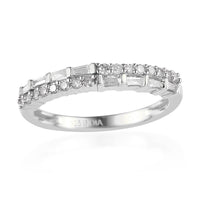 White Diamond I2 0.30 ctw Band Ring in Rhodium Over Sterling Silver (Size 7.0)