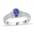AAA Tanzanite, White Zircon Ring in Platinum Over Sterling Silver (Size 10.0) 0.75 ctw - Sticky add to cart bar
