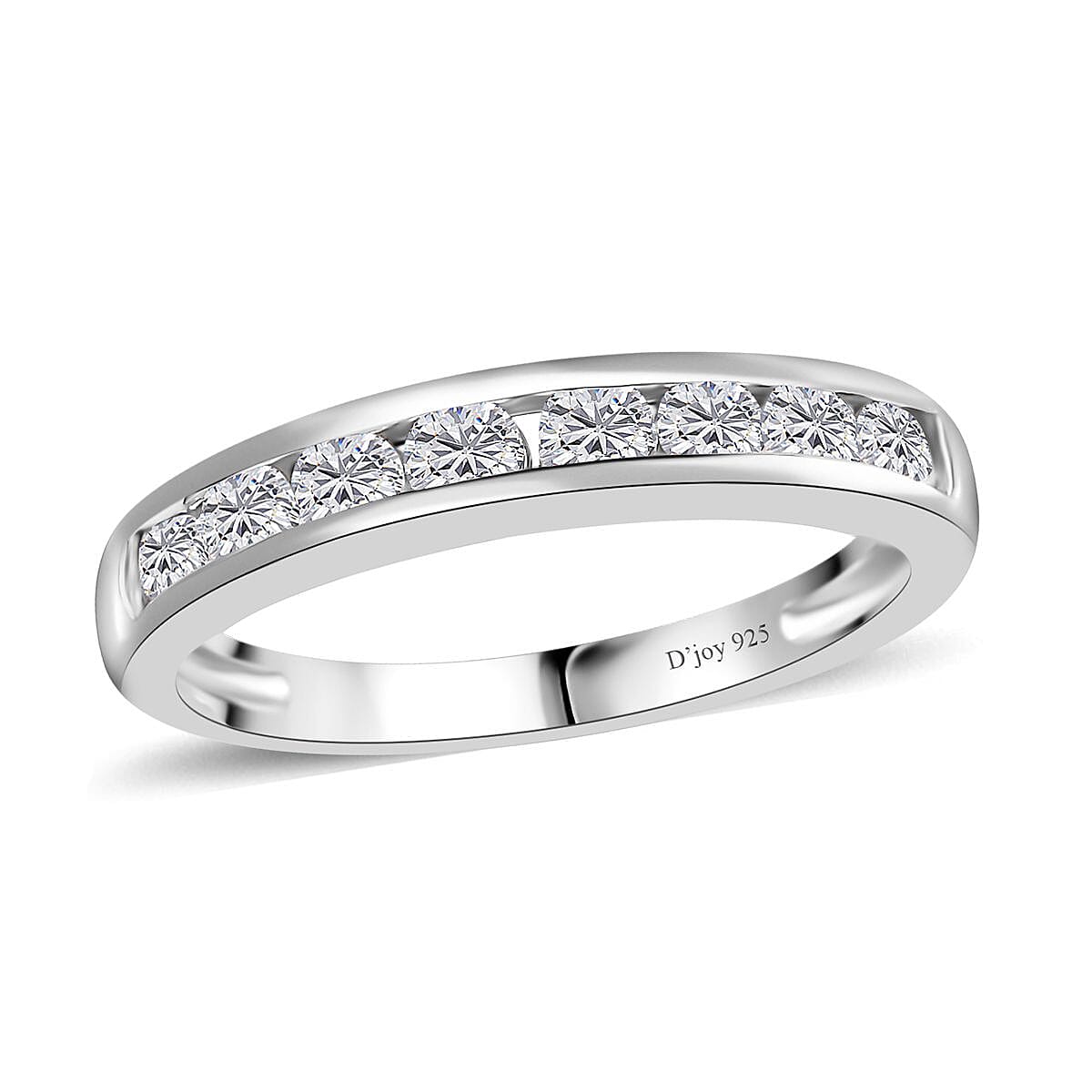 Moissanite Half Eternity Band Ring in Platinum Over Sterling Silver (Size 10.0) 0.50 ctw
