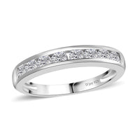 Moissanite Half Eternity Band Ring in Platinum Over Sterling Silver (Size 10.0) 0.50 ctw