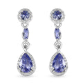 D'Joy Tanzanite Dangle Earrings in Platinum Over Sterling Silver 1.20 ctw - Sticky add to cart bar