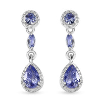 D'Joy Tanzanite Dangle Earrings in Platinum Over Sterling Silver 1.20 ctw