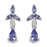 Tanzanite Dangle Earrings in Platinum Over Sterling Silver 1.35 ctw