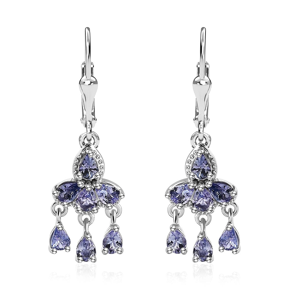 Tanzanite Chandelier Earrings in Platinum Over Sterling Silver 2.00 ctw
