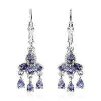 Tanzanite Chandelier Earrings in Platinum Over Sterling Silver 2.00 ctw