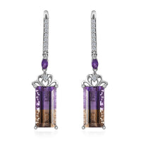 AAA Anahi Ametrine and Multi Gemstone Dangling Earrings in Platinum Over Sterling Silver 12.80 ctw