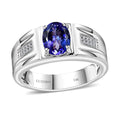 Luxoro 14K White Gold AAA Tanzanite and G-H I2 Diamond Men's Ring (Size 10.0) 7.90 Grams 1.90 ctw - Sticky add to cart bar