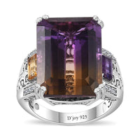 AAA Anahi Ametrine and Multi Gemstone Ring in Platinum Over Sterling Silver (Size 10.0) 20.50 ctw
