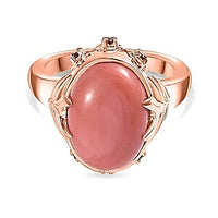 Oregon Sunrise Peach Opal and Mozambique Garnet 4.18 ctw Solitaire Ring in Vermeil Rose Gold Over Sterling Silver (Size 9.0) (6.05 g)
