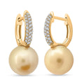 Certified & Appraised Iliana 18K Yellow Gold AAA South Sea Golden Pearl and G-H SI Diamond Earrings 0.24 ctw - Sticky add to cart bar