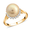 Certified & Appraised Iliana 18K Yellow Gold AAA South Sea Golden Pearl (8.5-8.9mm), Diamond (G-H, SI) Ring (Size 10.0) 0.33 ctw - Sticky add to cart bar
