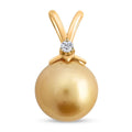 Certified & Appraised Iliana 18K Yellow Gold AAA South Sea Golden Pearl and G-H SI Diamond Pendant - Sticky add to cart bar