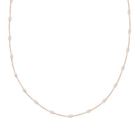 Rhodium Over Sterling Silver 3mm Station Oval Moon Necklace 24 Inches 5.40 Grams