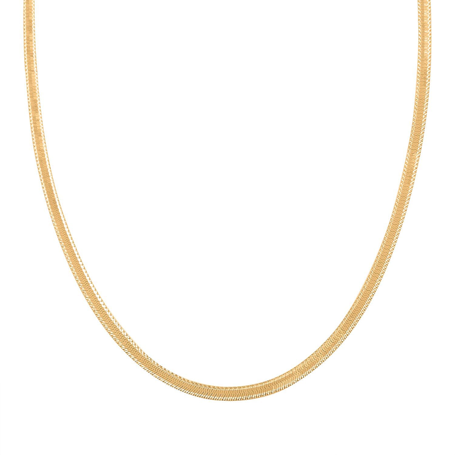 Italian 14K Yellow Gold Over Sterling Silver Herringbone Chain Necklace 20 Inches 10.20 Grams