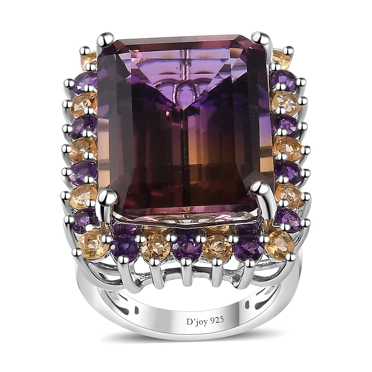 St.Paricks Day Deal AAA Anahi Ametrine, Multi Gemstone Ring in Platinum Over Sterling Silver (Size 10.0) (Del. in 10-12 Days) 28.60 ctw